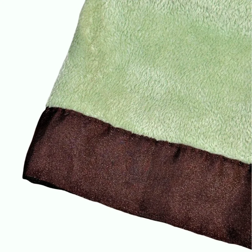 CARTERS Baby Blanket Lovey Monkey Going Bananas Satin Trim 30 x 38 Green Brown